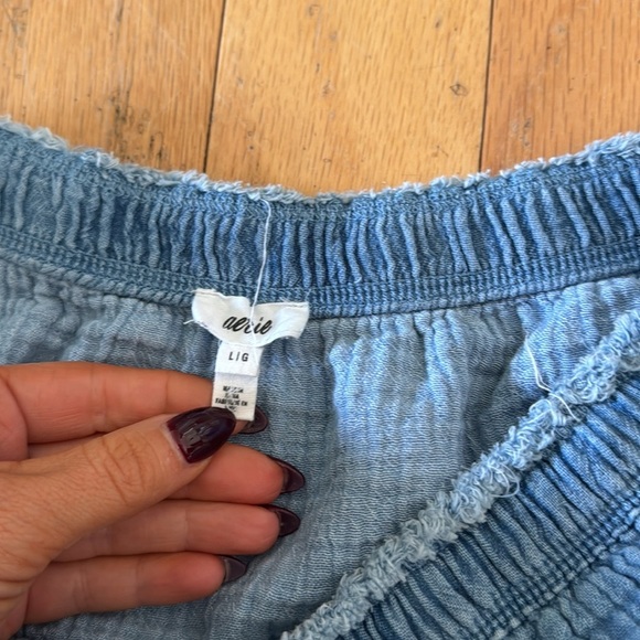 Aerie | Gauzy Blue Tiered Mini Skirt | size L - Picture 2 of 4